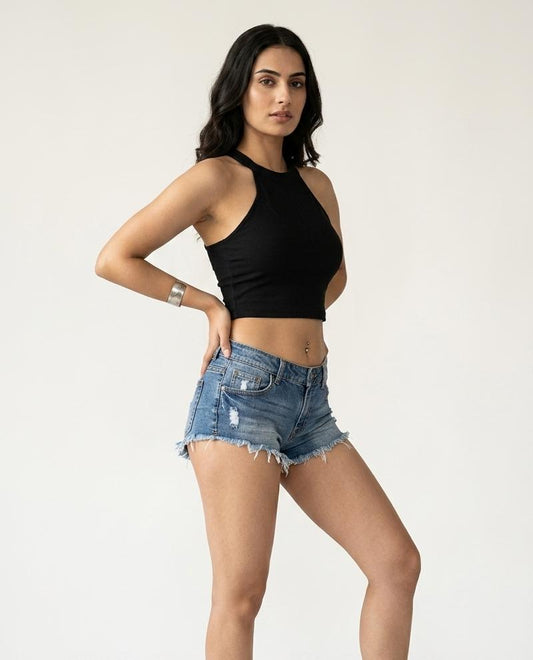 Alpha Cross Ribbed Tank Top - Black