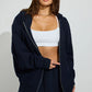 Navy Blue Zipper Hoodie Solid