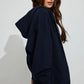 Navy Blue Zipper Hoodie Solid