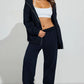 Navy Blue Zipper Hoodie Solid