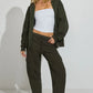 Green Unisex Zipper Hoodie Solid