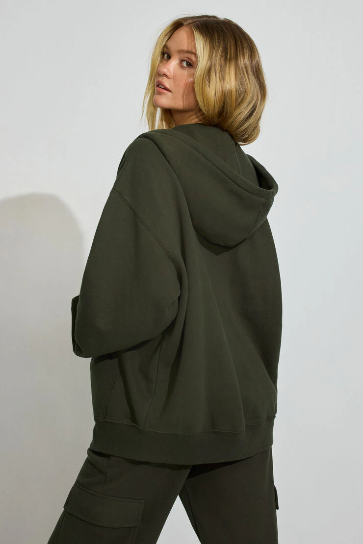 Green Unisex Zipper Hoodie Solid