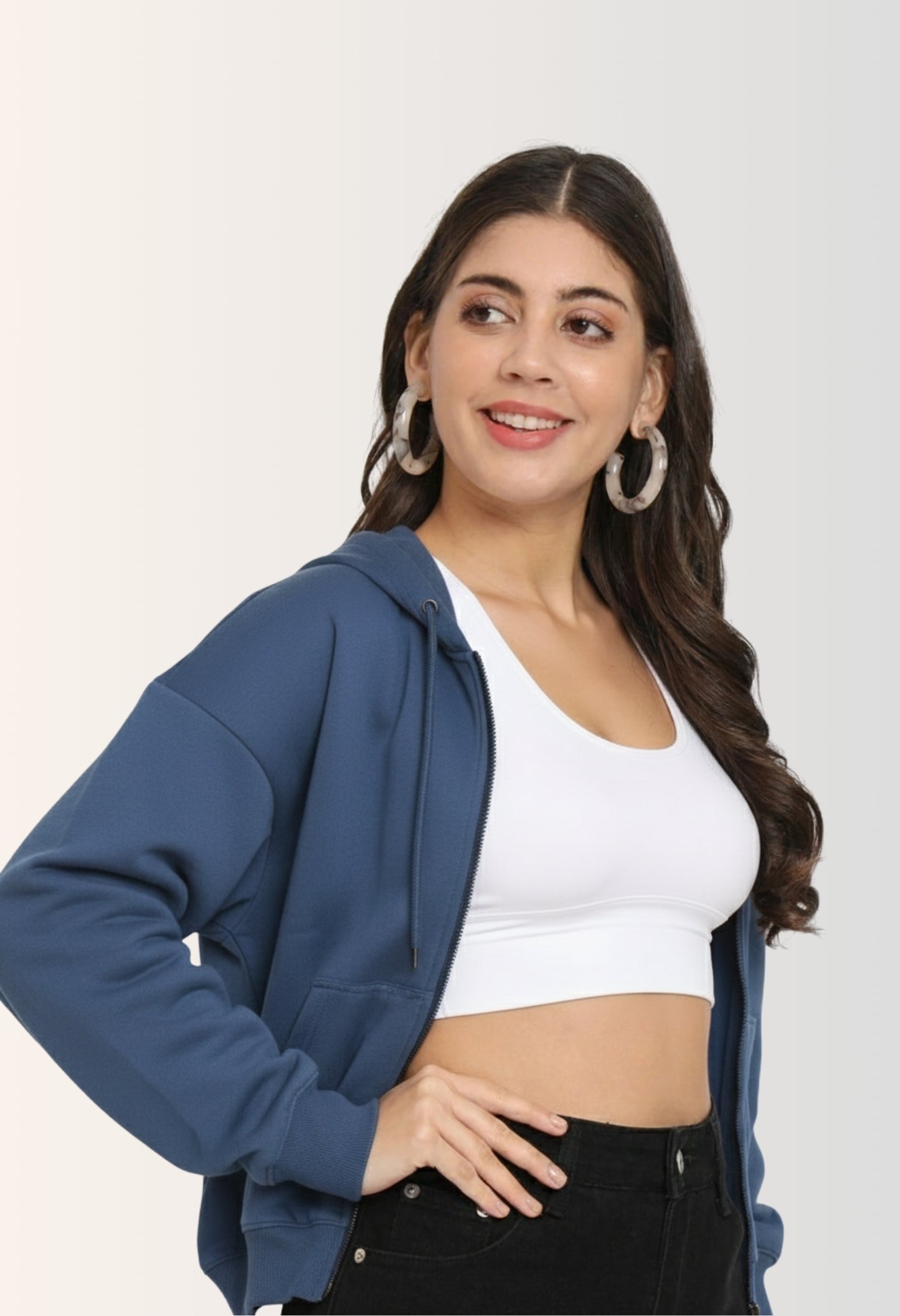 Tile Blue Unisex Zipper Hoodie