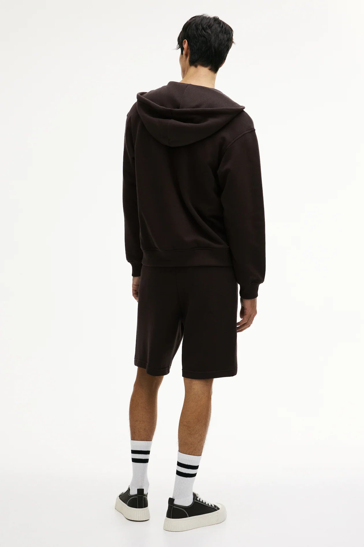 Brown Unisex Zipper Hoodie Solid