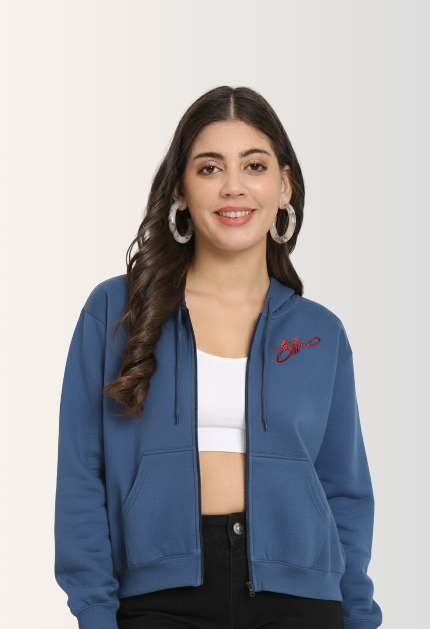 Tile Blue Unisex Zipper Hoodie