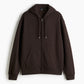 Brown Unisex Zipper Hoodie Solid