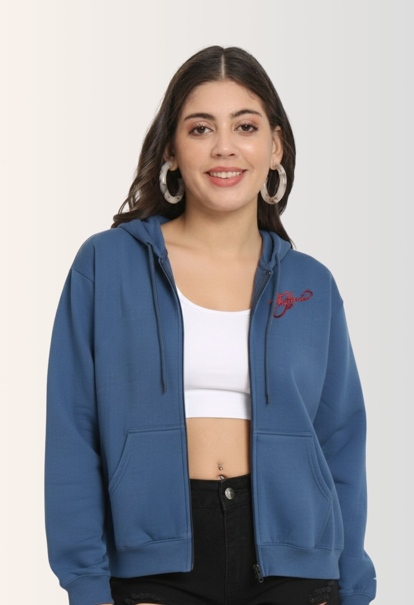 Tile Blue Unisex Zipper Hoodie