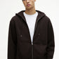 Brown Unisex Zipper Hoodie Solid