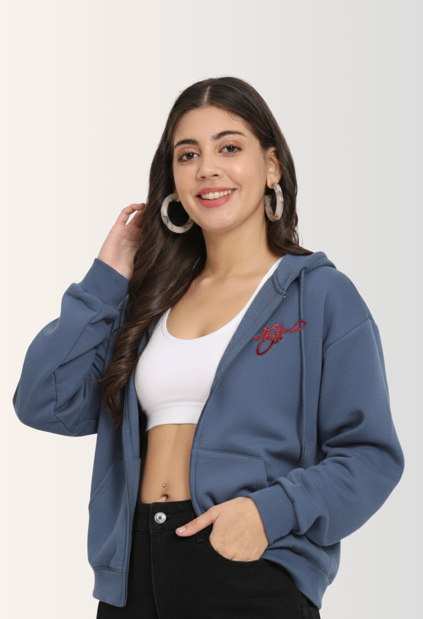 Tile Blue Unisex Zipper Hoodie