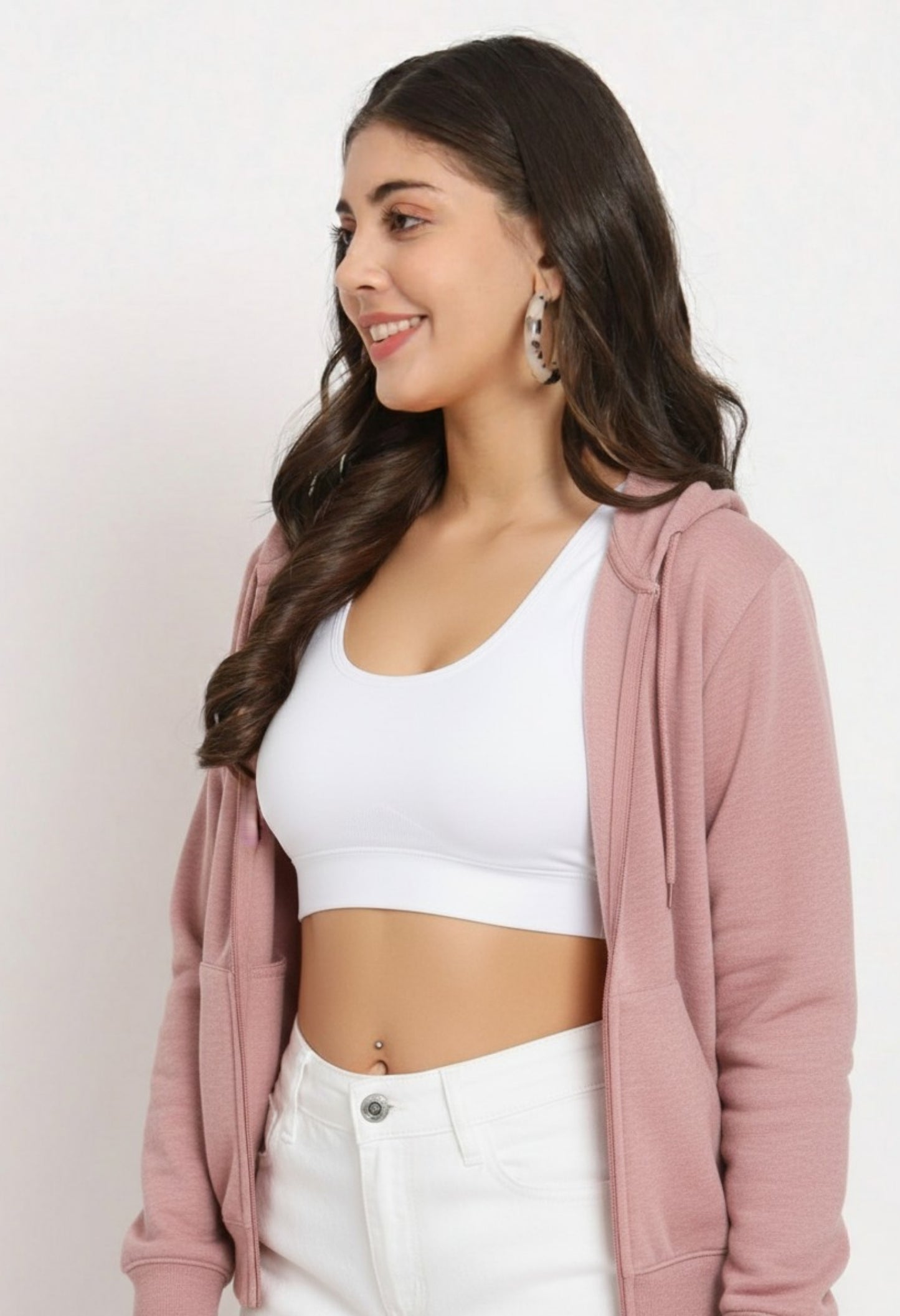 Oyster Pink Unisex Zipper Hoodie