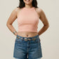 Alpha Cross Ribbed Tank Top - Peach