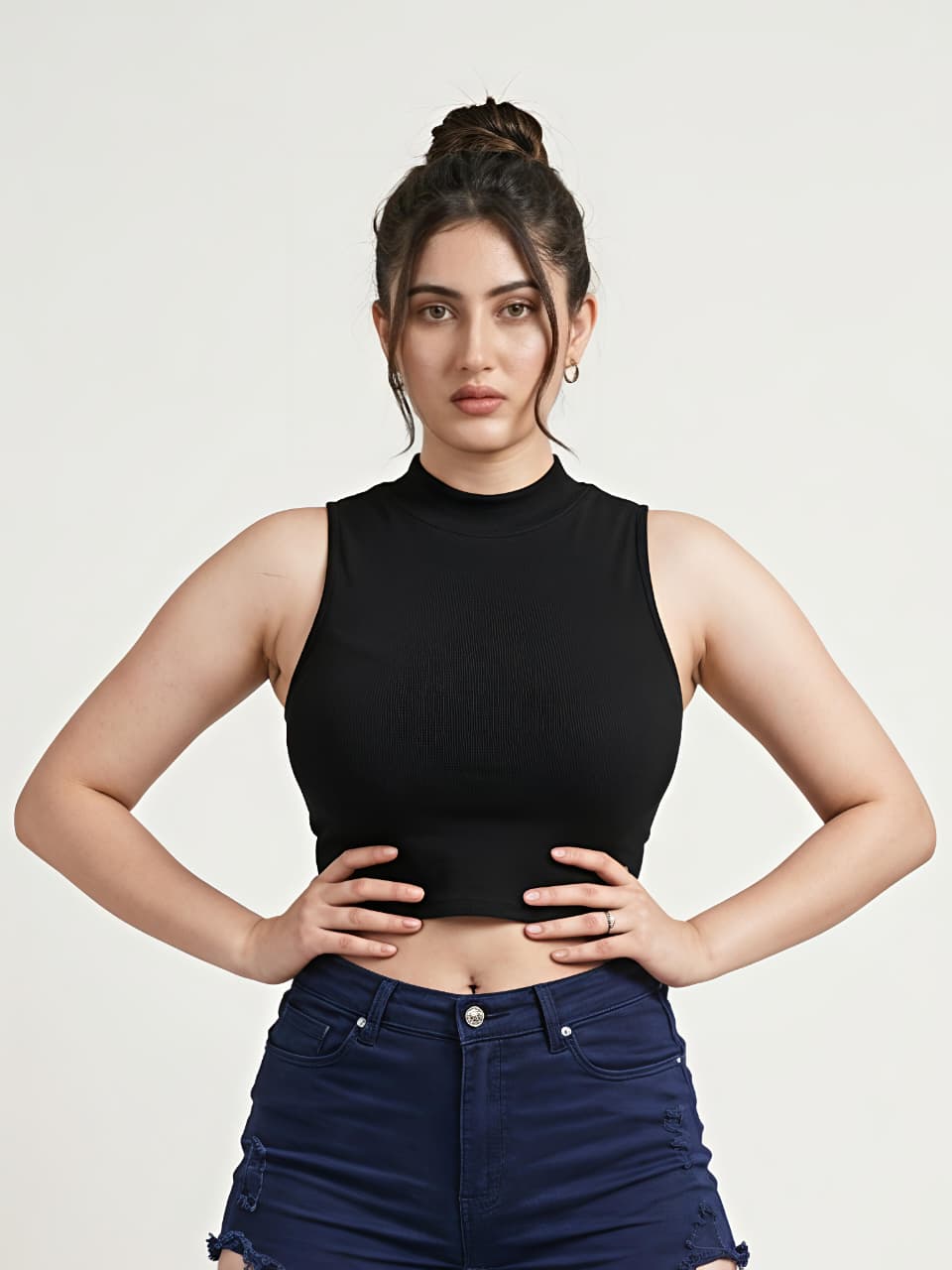 Halter Neck Tank Top - Black
