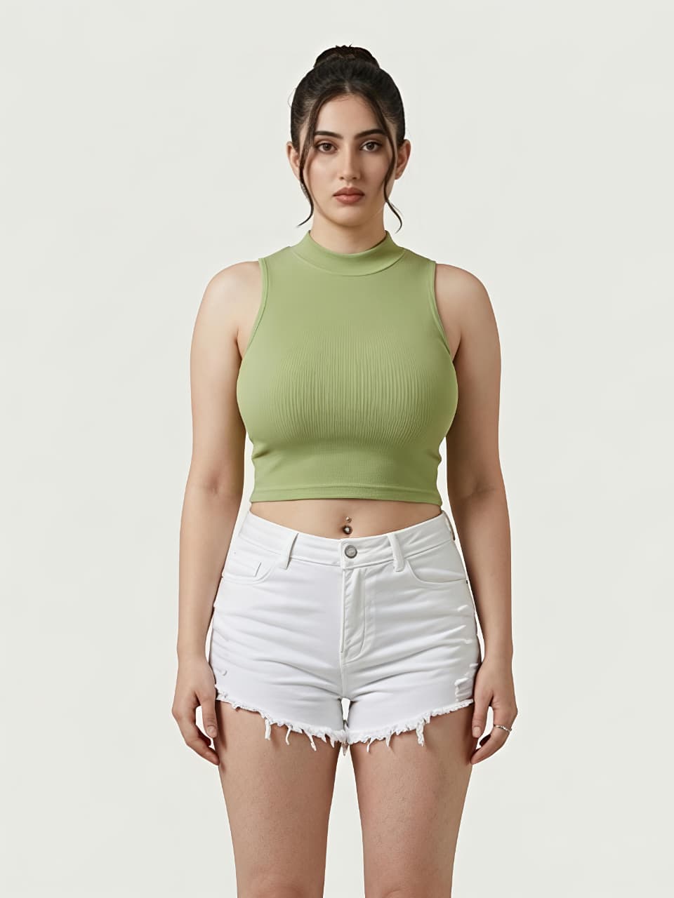 Halter Neck Tank Top - Olive