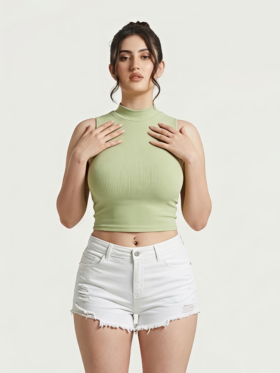 Halter Neck Tank Top - Olive