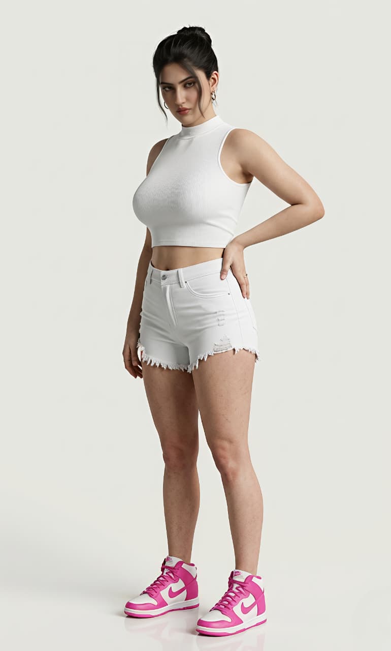 Halter Neck Tank Top - White