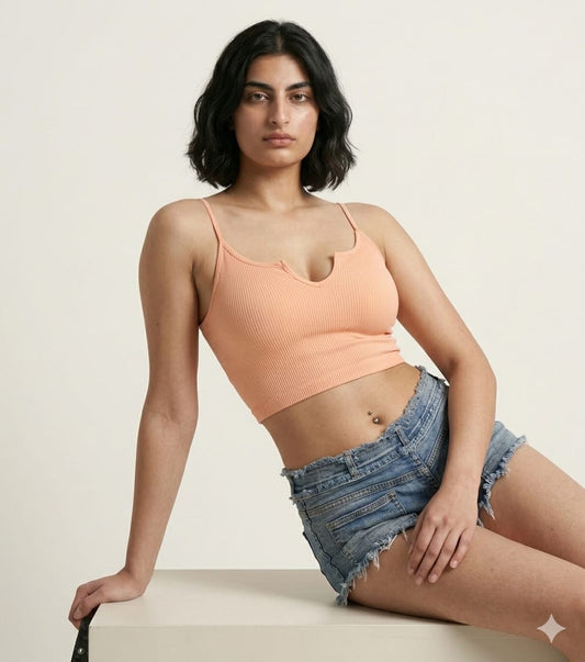V neck Tank Top - Peach
