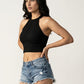 Alpha Cross Ribbed Tank Top - Black