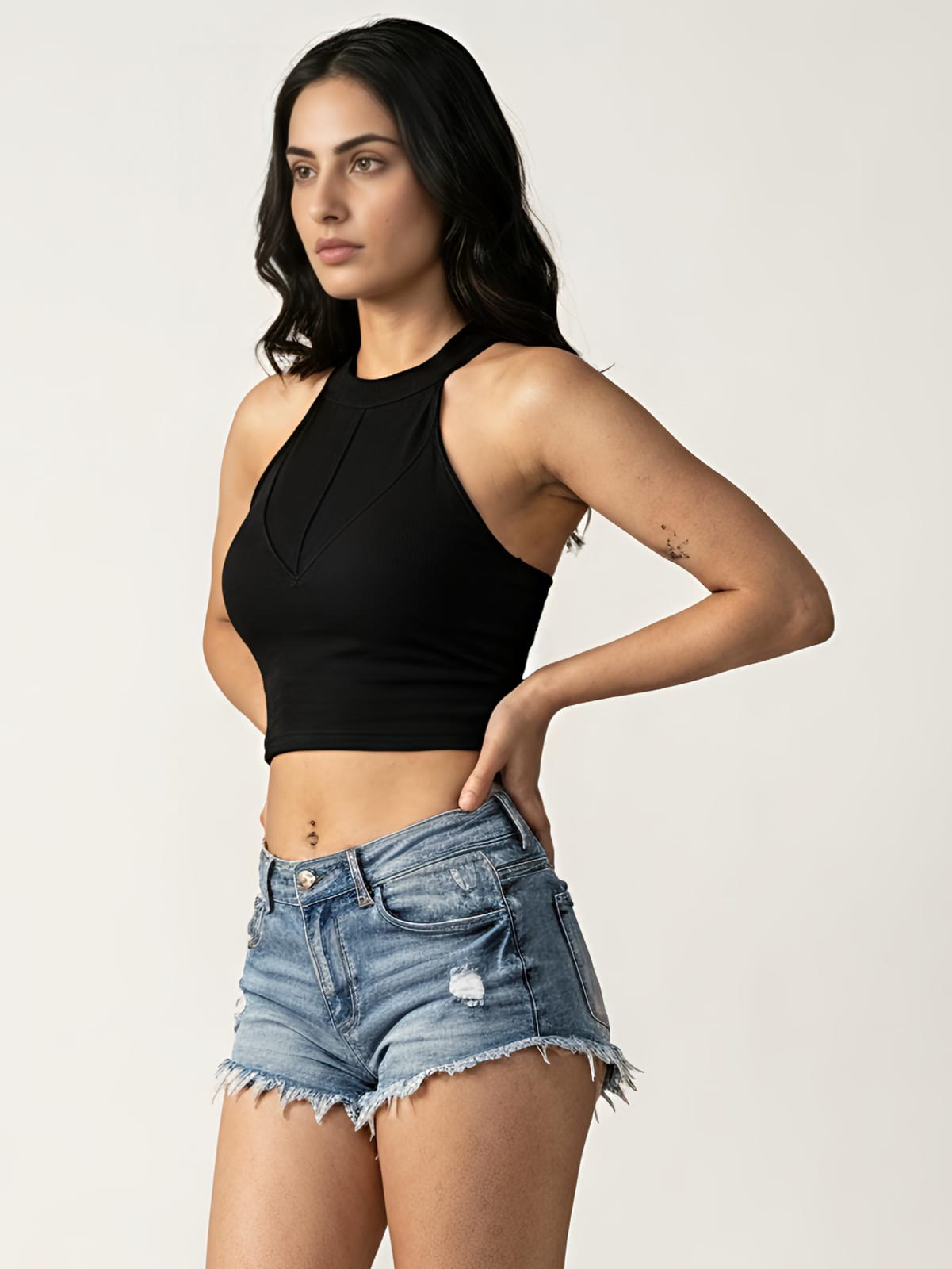 Alpha Cross Ribbed Tank Top - Black