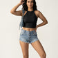 Alpha Cross Ribbed Tank Top - Black