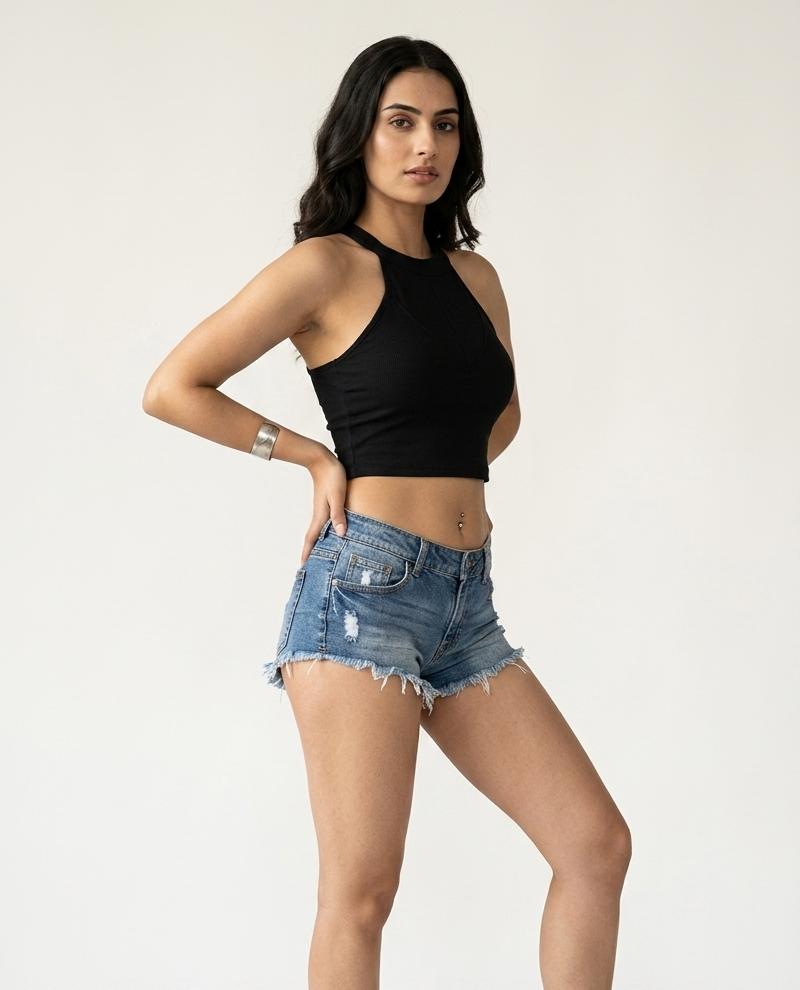 Alpha Cross Ribbed Tank Top - Black
