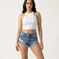 Alpha Cross Ribbed Tank Top - White