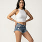 Alpha Cross Ribbed Tank Top - White