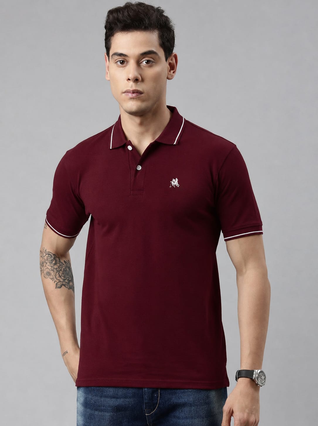 Regular Fit Textured Polo Tshirt