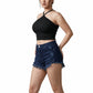 Women's Black Ribbed Cross Halter Neck Tank Top