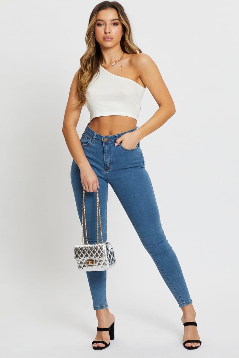 One Shoulder Tanktop White