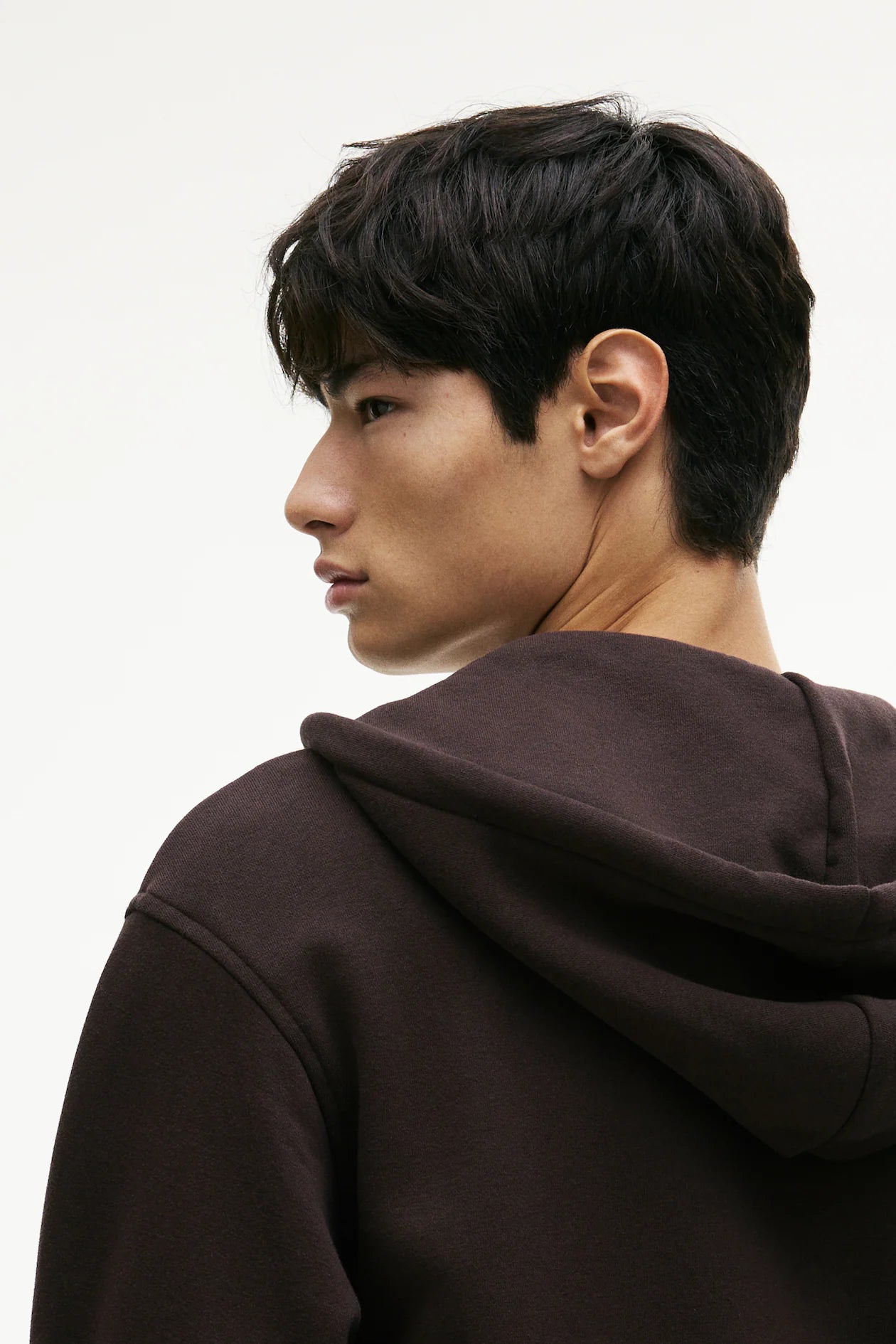 Brown Unisex Zipper Hoodie Solid
