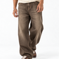 THOT Men's Wide Leg Brown Acidwash Premium Denim Jeans