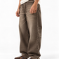 THOT Men's Wide Leg Brown Acidwash Premium Denim Jeans