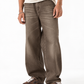 THOT Men's Wide Leg Brown Acidwash Premium Denim Jeans