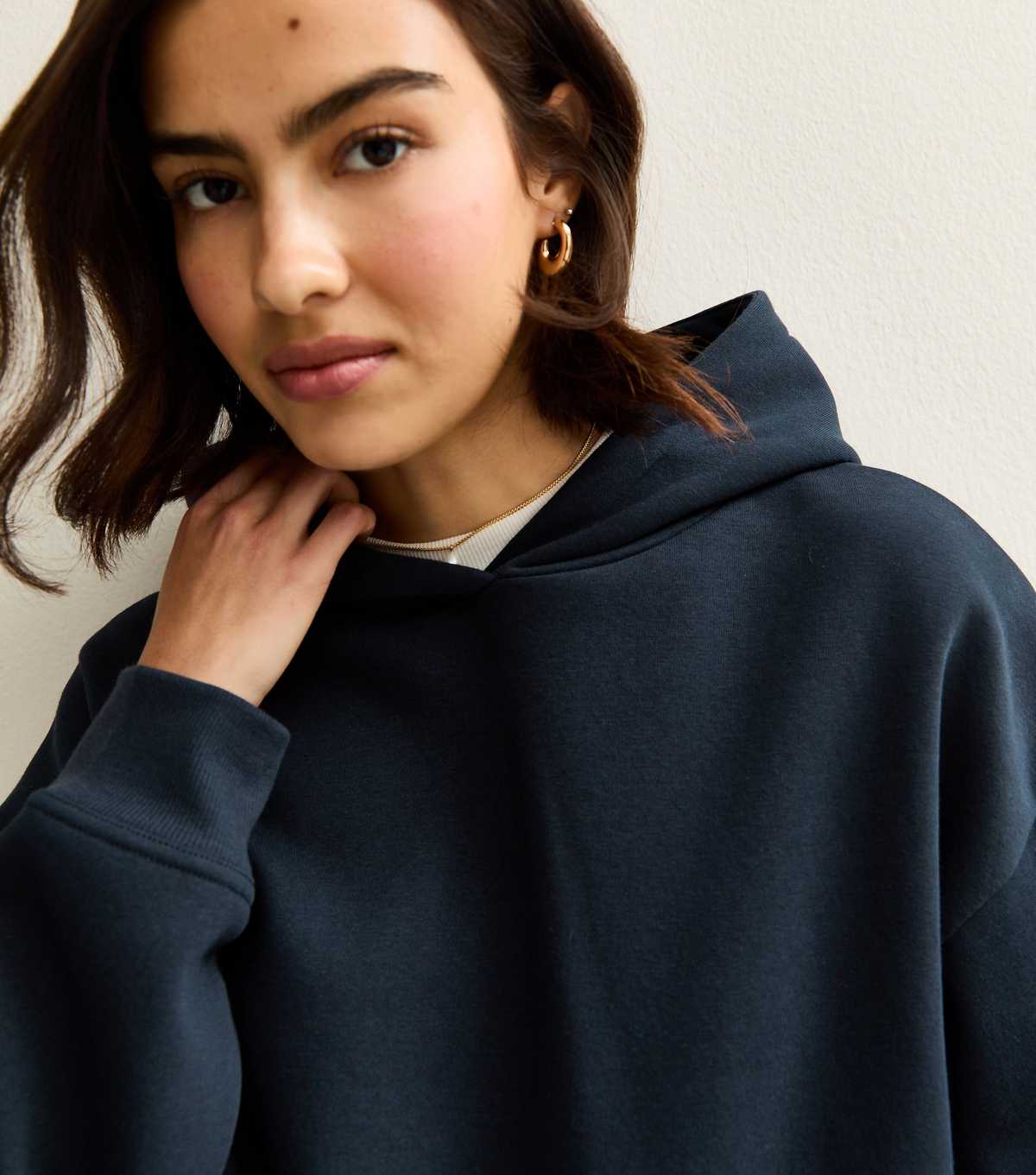 Navy Blue Hoodie Solid