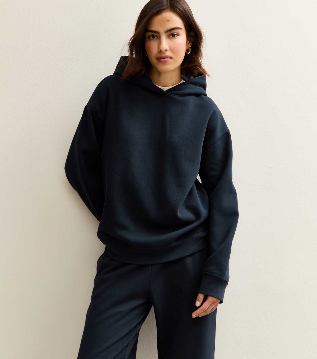 Navy Blue Hoodie Solid