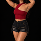 Asymmetric Shoulder Tank - Maroon