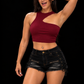Asymmetric Shoulder Tank - Maroon
