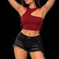 Asymmetric Shoulder Tank - Maroon